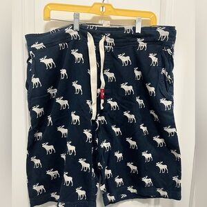 Abercrombie And fitch Vintage Moose Shorts Navy Flannel Size Large W/ Drawstring